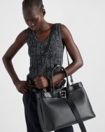 Prada Buckle Large Leather Handbag With Belt - Image 7